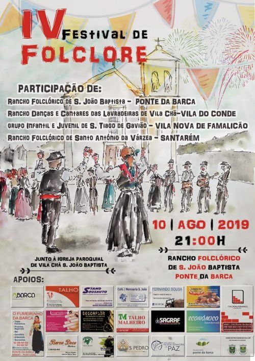 Cartaz de divulgação do Festival de Folclore em Ponte da barca - Agosto de 2019